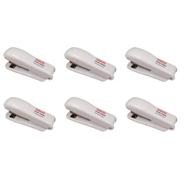 OSCO White Hi-Gloss Plastic Stapler | 6 Pack | 10 Sheet Capacity | Transparent | H5.4 x W3.3 x D12.6 cm |