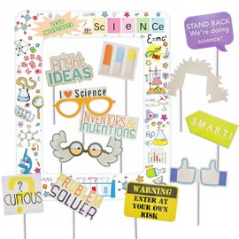 Science Pary Inflatable Photo Booth Selfie Frame & Props Set Giant Science Lab Party Selfie Photo Booth Picture Frame Photo Props Blow Up Photo Frame for Kids Birthday Party Decorations