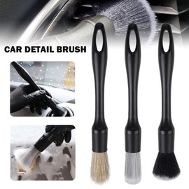 3pcs Car Detailing Brushes Set Soft Auto Detailing Brush Kit Interchangeable Different Sized Car Detail Cleaning Tool Reusable Car Detailing Brush for Car Interior Exterior Wheels
