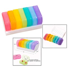 OFKPO Pill Box for 7 Days, Tablet Box with 2 Compartments (Rainbow)