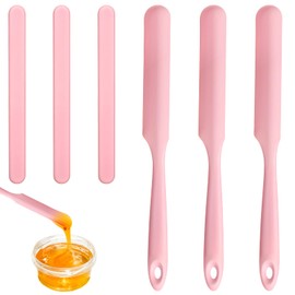 6Pcs Silicone Wax Applicator Non-Stick Wax Spatulas Set Hair Removal Sticks Applicator Reusable Hard Waxs Scraper for Home Salon Body Use (Pink)