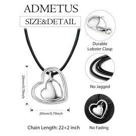 ADMETUS Heart Urn Necklaces for Ashes Sterling Silver Ash Necklace for Human Ashes Necklace for Ashes of Loved One Ash Pendants Cremation Jewelry Memorial Gift