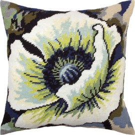 Breadseed Poppy. Needlepoint Kit. Throw Pillow 16×16 Inches. Printed Tapestry Canvas, European Quality