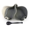 Contemporary Twist Double Server Dish with Rosewood Spoon, Handmade Stoneware
