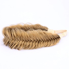 BOBIYA Wide Fishtail Synthetic Hair Braided Headband Classic Chunky Plaited Braids Elastic Stretch Hairpiece Women Girl (Dark Blonde)