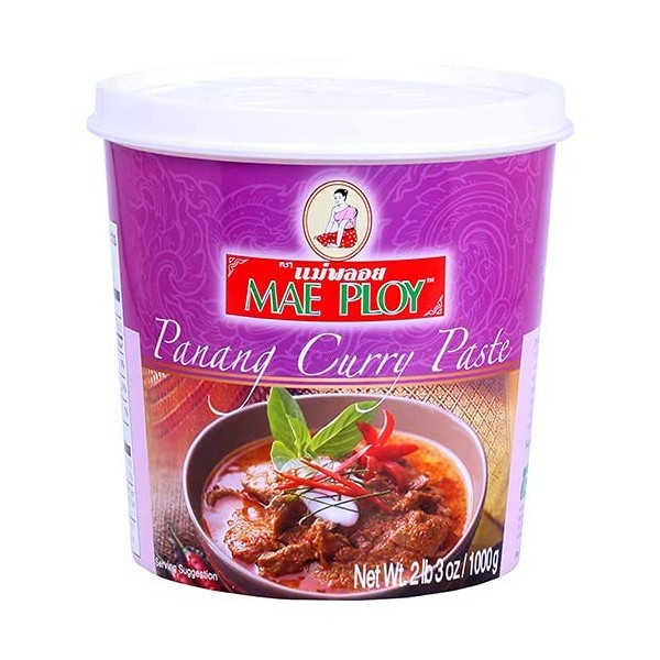 Mae Ploy Panang Curry Paste, Authentic Thai Panang Curry Paste For Thai Curries And Other Dishes, Aromatic Blend Of Herbs, Spices And Shrimp Paste, No MSG, Preservatives Or Artificial Coloring (35 oz Tub)