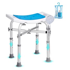 VEVOR Non-Slip Shower Chair, 360° Swivel Bathtub Shower Stool with Pivoting Arms & Padded Seat and Back, Height Adjustable Rotating Bathtub Shower Seat for Elderly Disabled, Max 500LBS Capacity - Function: Non-Swivel - Armless & without Back - 500 LBS