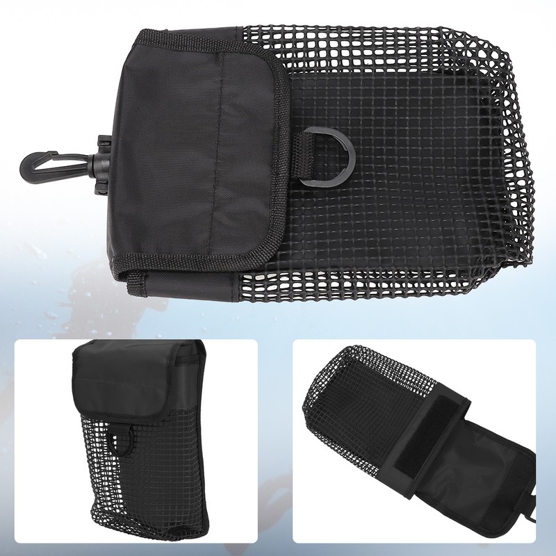 Outdoor Portable Lightweight Diving Mesh Gear Bag Package with Buckle(black)
