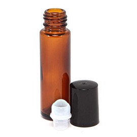 10ml Amber Glass Roll-on Bottles , Glass Roller Ball, 24 Pk + 3 Droppers