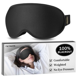 Blackout Sleep Mask for Men & Women: Weighted 3D Contoured Night Eye Cover, Zero Pressure Adjustable Strap & Breathable Fabric, Airplane Travel, Road Trips, Students,Meditation & Yoga Essentials,Black