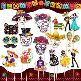 Little Man Day of The Dead Photo Booth Props, Mexican Photo Booth props, Dia De Los Muertos Decorations, Day of The Dead Party Decorations, 30Pcs