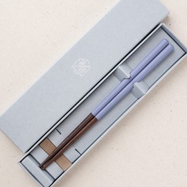 Hashikura Matsukan G-81123 HASHIKURA SEASON 01 Chopsticks Dishwasher Safe Natural Wood Chopsticks Rest Set, 8.9 inches (22.5 cm), Wenge, Octagonal, Rainy Blue, Made in Japan