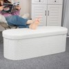 GLAXYFUR 43.3" Storage Ottoman Bench, Sherpa Foot Rest, Folding Storage