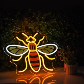 Bee Neon Sign for Wall Décor with Dimmable Switch LED Neon Signs Light