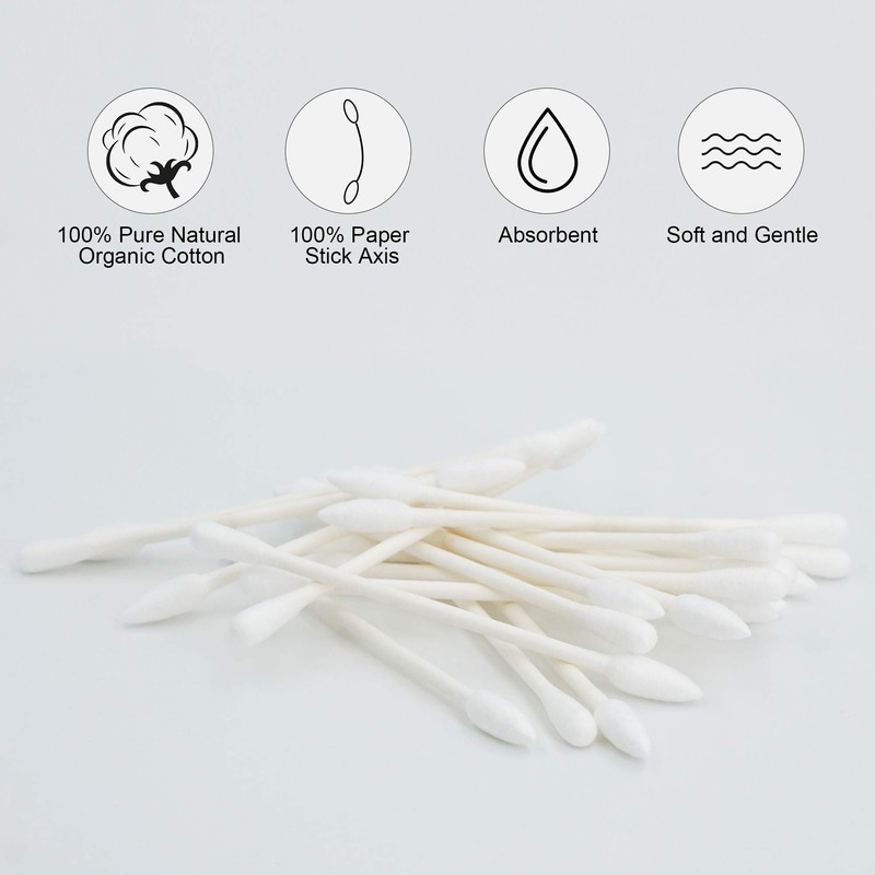 HOMEFOX Cotton Swabs Precision Pointed - 600 Count Pointy Organic