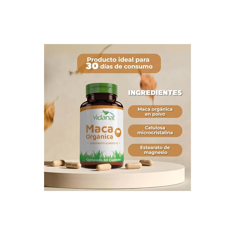 Vidanat Maca organica - 60 Cápsulas
