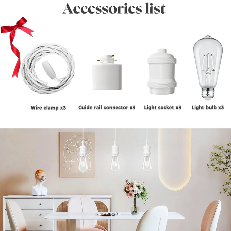 Fiabtool Universal H-Type Modern Pendant Track Lights Kit with 3