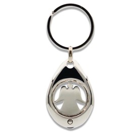Festland DESIGN® Keyring Shopping Trolley Token Guardian Angel Chip Metal Shopping Trolley Lucky Charm Angel Gift for Men and Women, silver