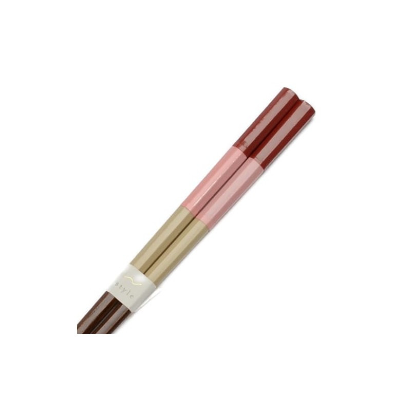 Aoba 250944 Chopsticks Wagokoro Octagonal Trio Pink 8.9 inches (22.5