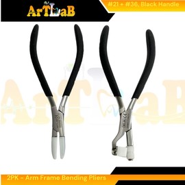 Optical Pliers for Adjusting and Bending Eyeglasses Arms & Frames & Nose Pad Applying Pliers | Black Grip Handle | German Stainless Steel Eyewear Adjusting Pliers (Black-#21+#36 (Set of 2))