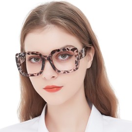 MARE AZZURO Reading Glasses +1.25 Women Oversized Square Readers 1.0 1.25 1.5 1.75 2.0 2.25 2.5 2.75 3.0 3.5 4.0 5.0 6.0 (Leopard, 125)