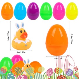SULOLI 12 Stück Gefüllte Ostereier mit Gummiente,Mini gelben Enten im Ostereier,Osterkorb Füller mit Gummiente für Kinder Ostern Party