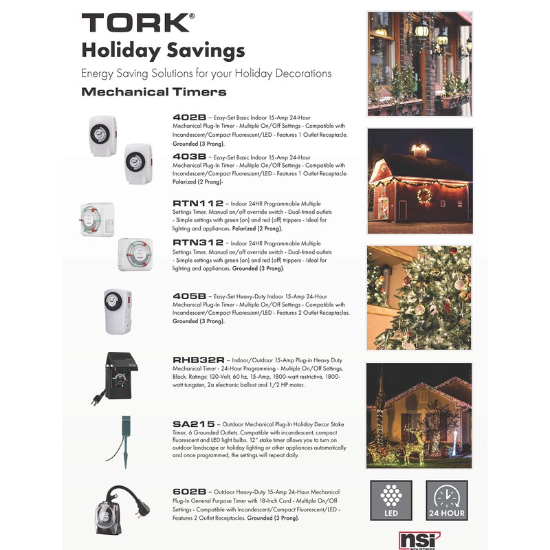 NSi Industries TORK RHB32R Indoor/Outdoor 15-Amp Plug-in Heavy Duty Mechanical