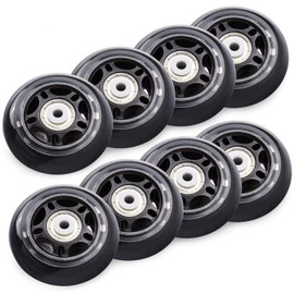 TOBWOLF 8 Pack 70mm 82A Indoor Inline Skate Replacement Wheels, Indoor Skating Wheels with ABEC-7 Bearings, Luggage Wheel, Training Wheels for Scooter - Black