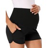 Shen&Qege Women's Maternity Shorts Lounge Stretchy Yoga Pregnancy Shorts High
