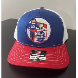 Richardson Pabst Blue Ribbon PBR Cool Blue Trucker Hat Richardson 112 Cap Vintage Style
