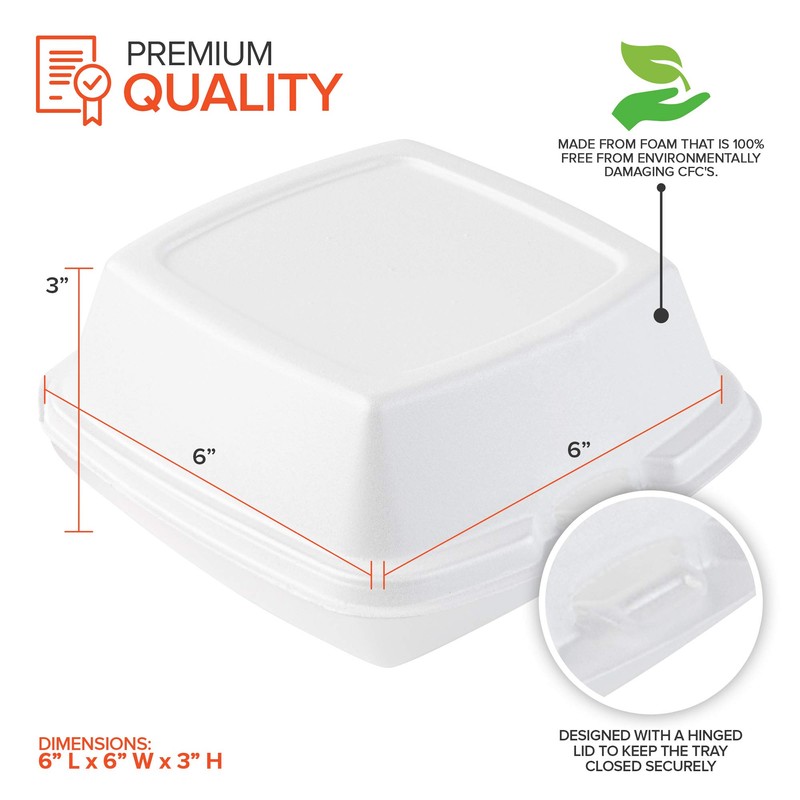 Stock Your Home 6x6 Clamshell Take Out Boxes (50 Pack)