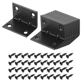 sourcing map 8 Pcs L Corner Bracket Corner Brace Metal Joint Right Angle Brackets Fastener with Screws for Wood Shelves, Black, 1.18"x1.85"x1.18"