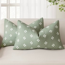 Foindtower Pack of 2, Decorative Modern Accent Throw Pillow Covers Print Farmhouse Lumbar Cushion Case Boho Home Decor for Chair Couch Sofa Bedroom Living Room Outdoor 12x20 Inch Light Green