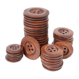 Chenkou Craft 20pcs Big Size 40mm(1 1/2") Brown Round Wood Buttons 4 Holes Craft Sewing Button (Light Brown, 40mm)
