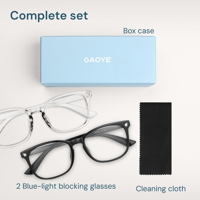 Gaoye Blue Light Blocking Glasses - Fashion Square Eyeglasses, Anti