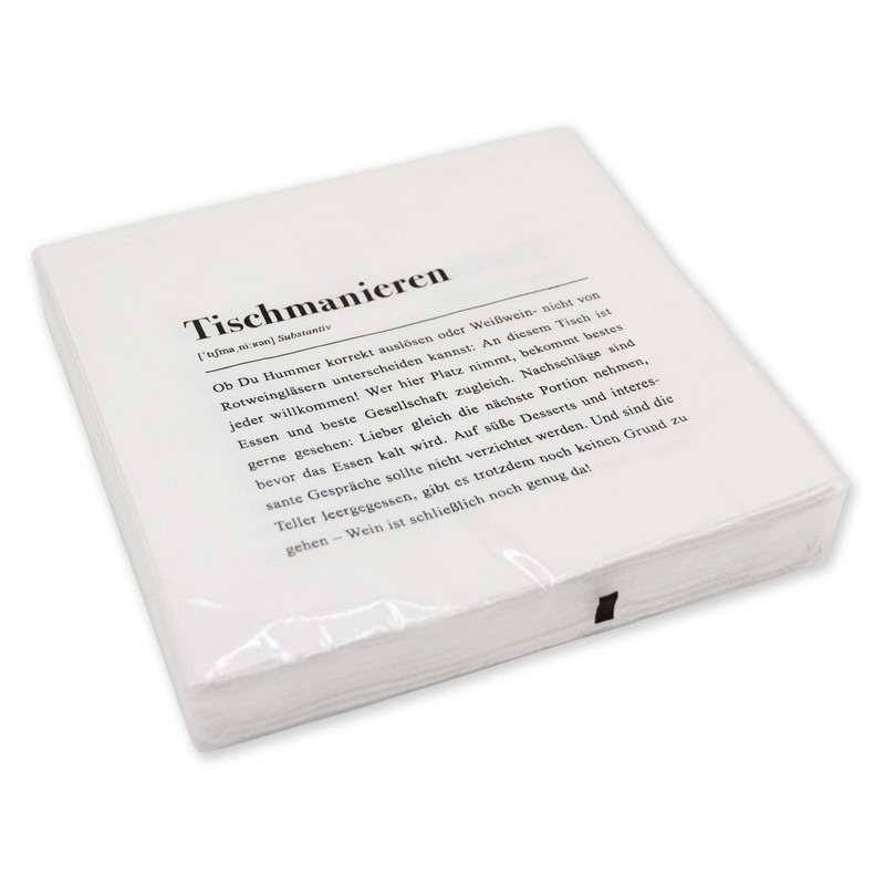 Papier Servietten: Tischmanieren Definition - 20 Stück