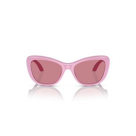 Emporio Armani Girls' EK4004F Low Bridge Fit Butterfly Sunglasses, Shiny Pink/Dark Violet, 50 mm
