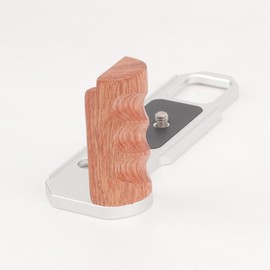 SZZCNOX Solid Wood Handle Grip Aluminum Base Plate for Nikon F2 Camera, F2 Arca Quick Release Baseplate L-Shaped Handgrip Holder for Nikon F2 Camera Accessories (Silvery)