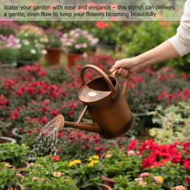 Gardenised 1 Gallon Metal Watering Can with Removable Long Spout & Sprinkler Head for Indoor & Outdoor Use Ideal for Garden Flowers Potted Plants Houseplants Modern Decorative Home Accessories, Bronze