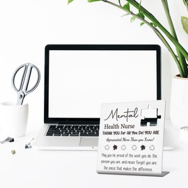 Mental Health Nurse Appreciation Gift, Inspirational Puzzle Plaque, Motivational Gift for Psychiatric Nurses, Thank You Healthcare Decor, Stainless Steel Plaque with Inspirational Quotes, WLK125