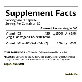 Magceutics Vitamina D3 K2 5000 Iu 30 Cpsulas Vegana                                                                                                   