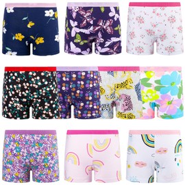BIG ELEPHANT 10 Pack Toddler Girls' Underwear Boxer Briefs，100% Cotton Super Soft Breathable Panties,Size6-7Y Pink