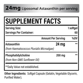 Liposomal Astaxantina 24mg Con 60 Softgels Hecho En Usa