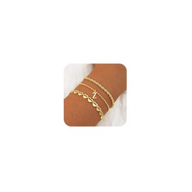 Tasiso Gold Bracelets for Women Gifts, 18K Gold Plated Letter Initial Bracelet Dainty Bead Monogram Bracelet Gold Initial Bracelets for Women Jewelry Gifts Z