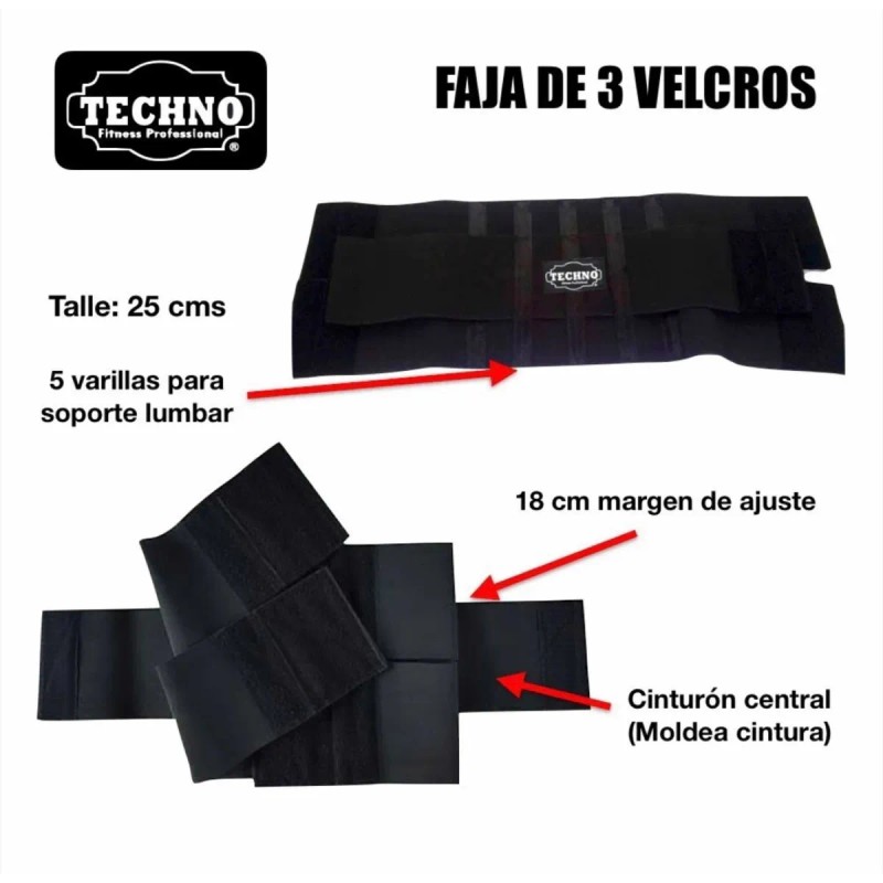 Faja Tres Velcros + Vendas Rodillas + Guantes Gym
