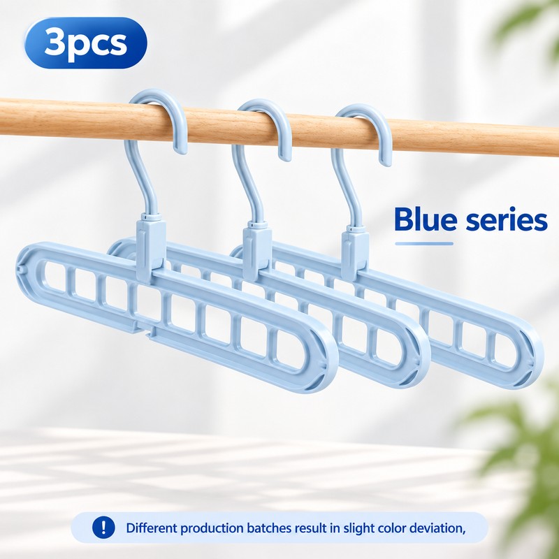 9-Hole Clothes Hangers for Closet Organization – Space-Saving Foldable 3-Pack