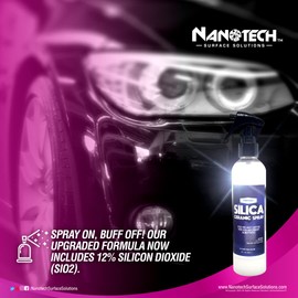 Nanotech Surface Solutions Silica Ceramic Spray - Silicon Dioxide Treatment for Cars, RVs, Motorcycles, ATVs, Boats, Polished Natural Stone, Metals, Glass, Plastics - 8 Fl. Oz.