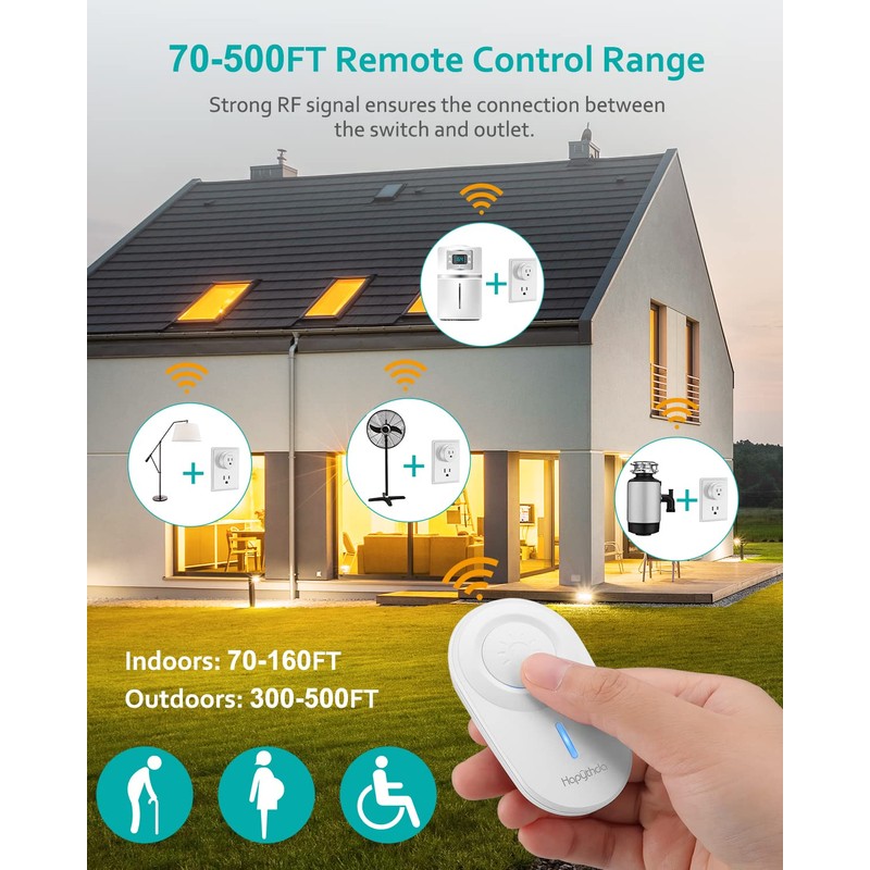 [2 Pack] HAPYTHDA Wireless Remote Control Outlet Plug, No Wiring