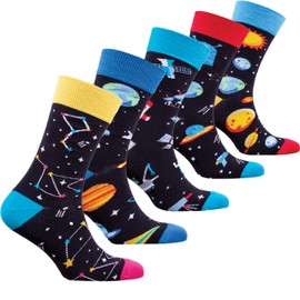 socks n socks-Men 5 pk Colorful Cotton Novelty Science Space Sock Gift Box
