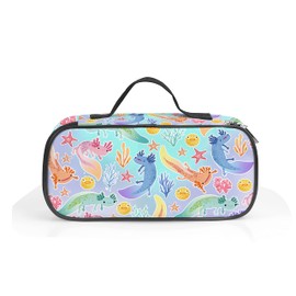 ROVOZAR Cute Axolotls Pencil Case, Animals Pencil Box for Kids Axolotl Pen Makeup Bag, Large Capacity Axolotl Pencil Pouch Holder Makeup Bag with Zipper Compartments for Office School